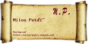Milos Pető névjegykártya